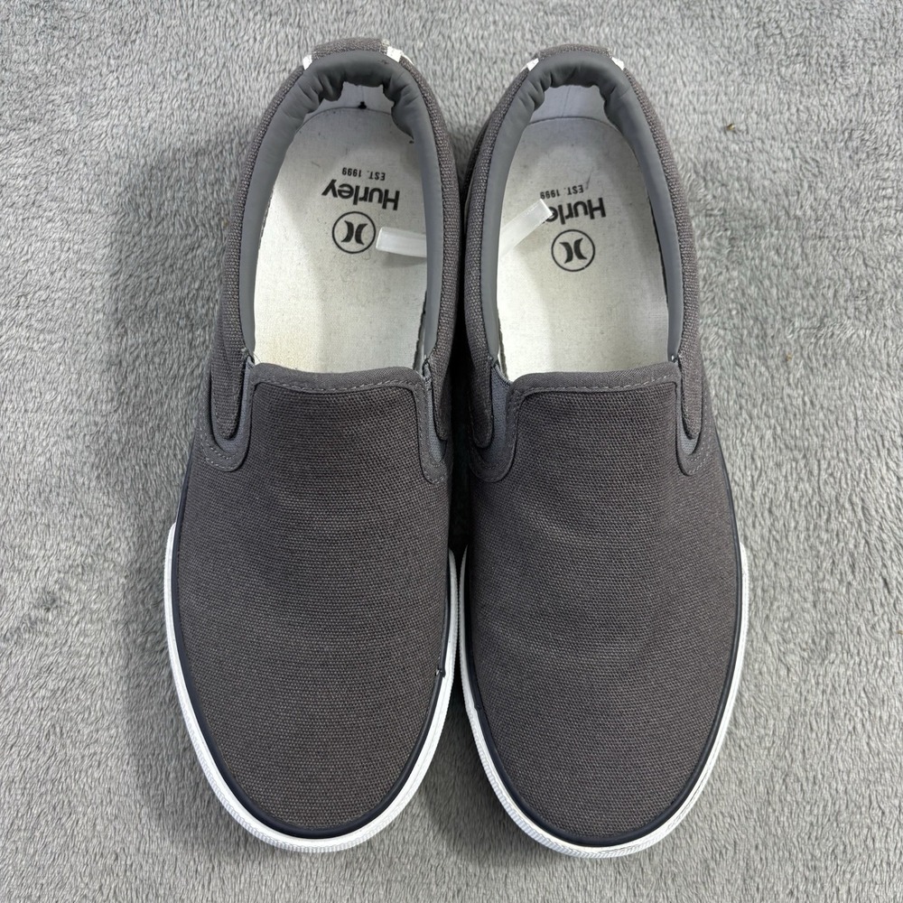 Hurley Shoe Mens 8M Arlo Canvas Low‎ Top Slip On Sneaker Gray Skateboarding